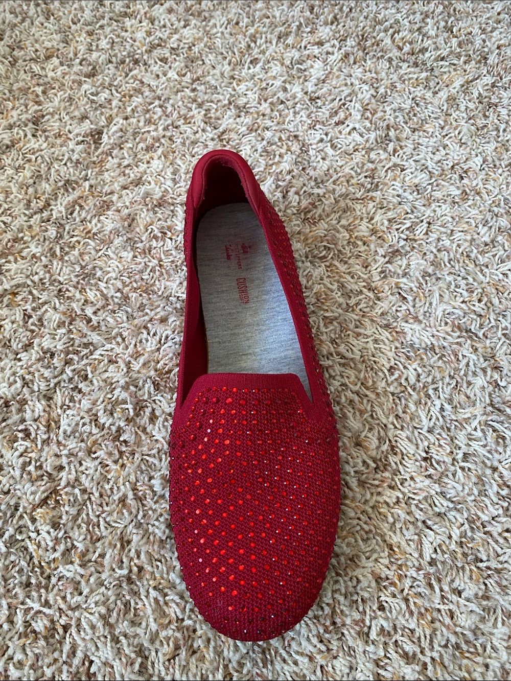 Clarks Women’s Red Crystal-Embellished Slip-On Loafer